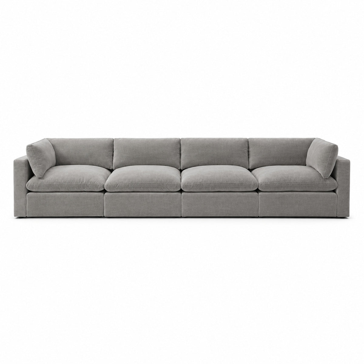 Bellano 4 Seater Sofa — plush velvet Silver — Pillow — Extra-soft fibre & feather