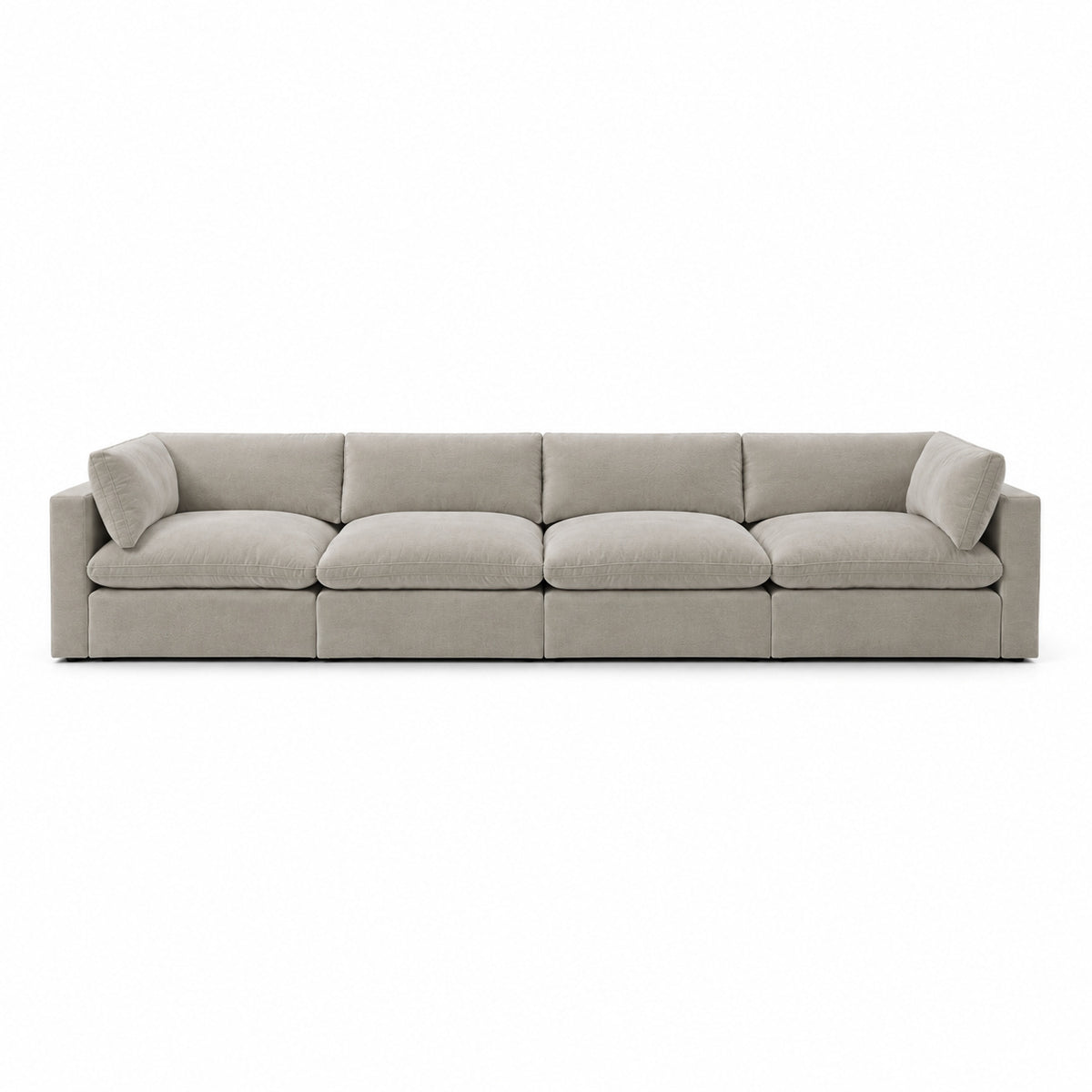 Bellano 4 Seater Sofa — plush velvet Vanilla Cream — Pillow — Extra-soft fibre & feather