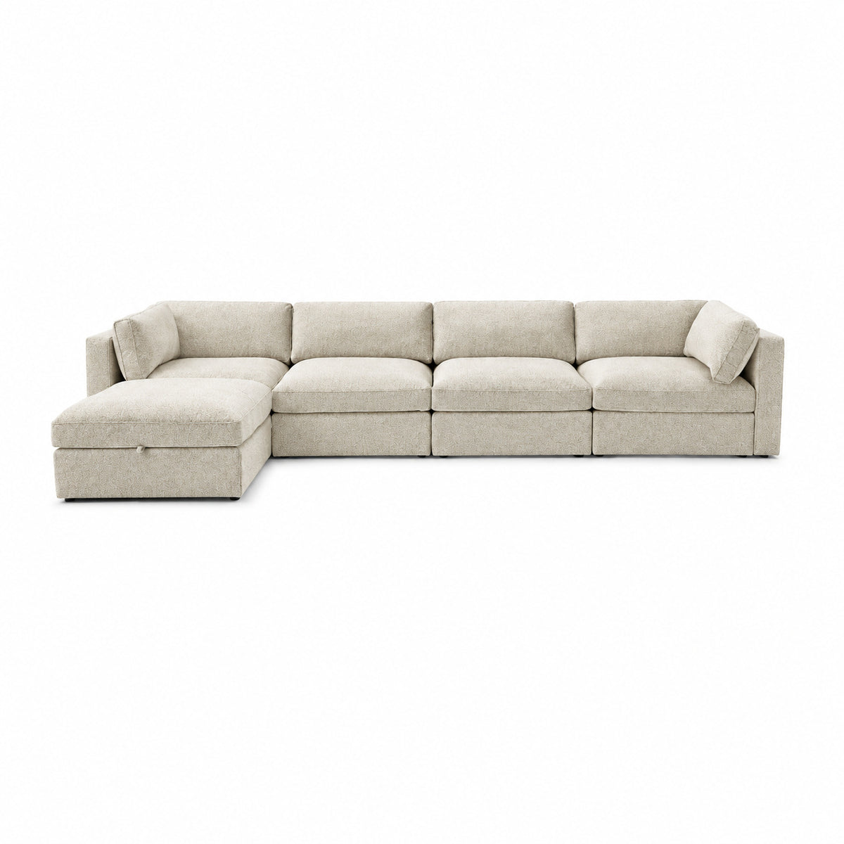 Bellano 4 Seater Sofa + Storage Ottoman — boucle Meringue — Box — Supportive memory foam