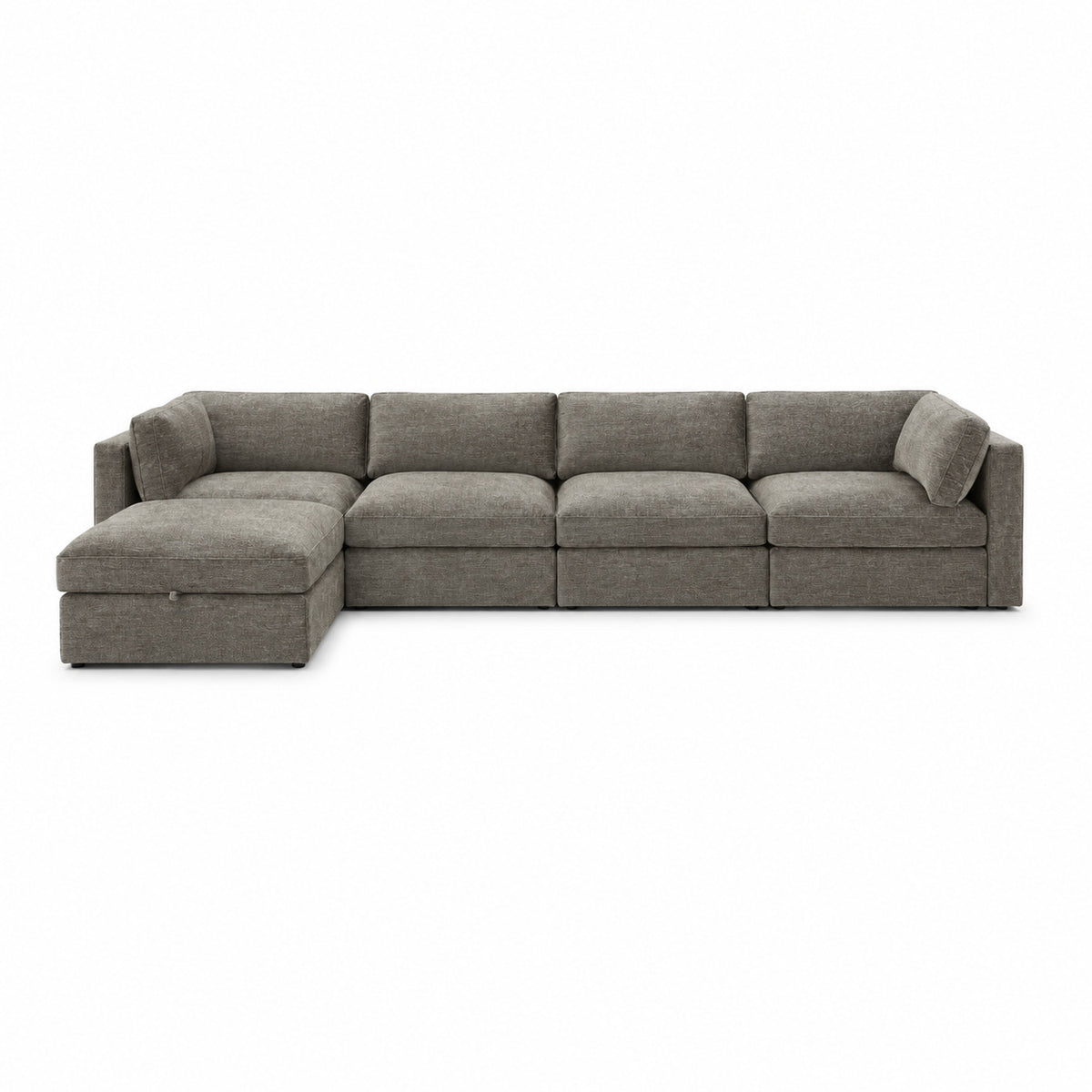 Bellano 4 Seater Sofa + Storage Ottoman — luxe chenille Crimsy Truffle — Box — Supportive memory foam