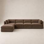Bellano 4 Seater Sofa + Storage Ottoman in Coffee Luxe Chenille