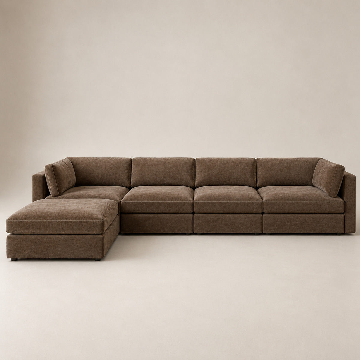 Bellano 4 Seater Sofa + Storage Ottoman in Coffee Luxe Chenille