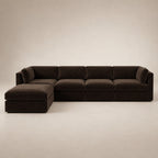 Bellano 4 Seater Sofa + Storage Ottoman in Double Espresso Luxe Chenille