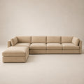 Bellano 4 Seater Sofa + Storage Ottoman in Summer Beach Luxe Chenille