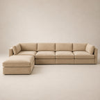 Bellano 4 Seater Sofa + Storage Ottoman in Summer Beach Luxe Chenille