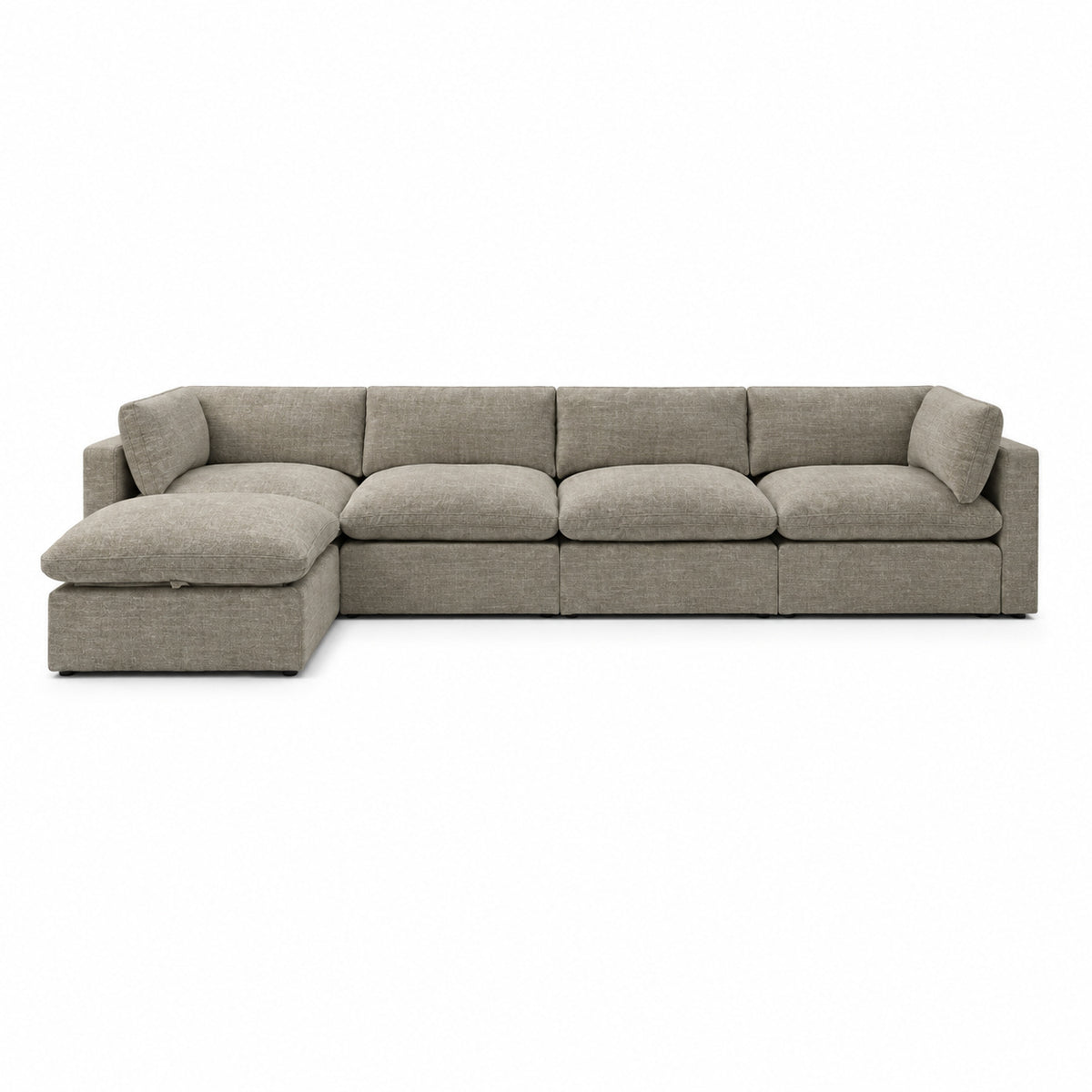 Bellano 4 Seater Sofa + Storage Ottoman — luxe chenille Summer Beach — Pillow — Extra-soft fibre & feather