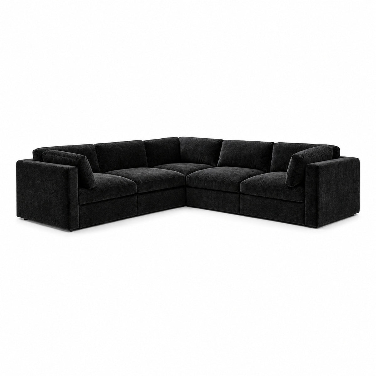 Bellano Corner Sofa — Luxe Chenille Black Top — Box — Supportive memory foam
