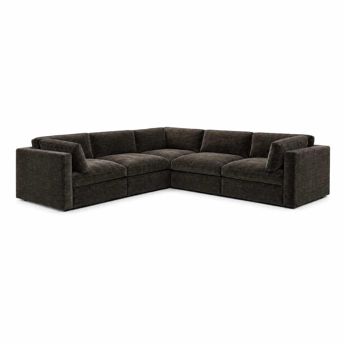 Bellano Corner Sofa — Luxe Chenille Double Espresso — Box — Supportive memory foam