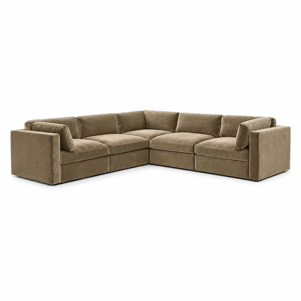 Bellano Corner Sofa — Plush Velvet Champagne Mink — Box — Supportive memory foam