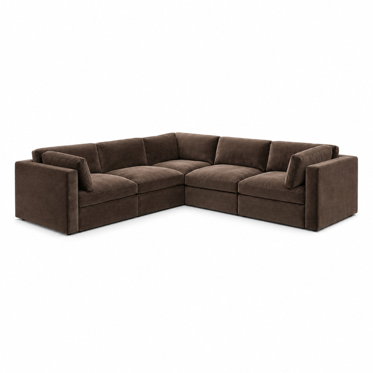 Bellano Corner Sofa — Plush Velvet Espresso — Box — Supportive memory foam