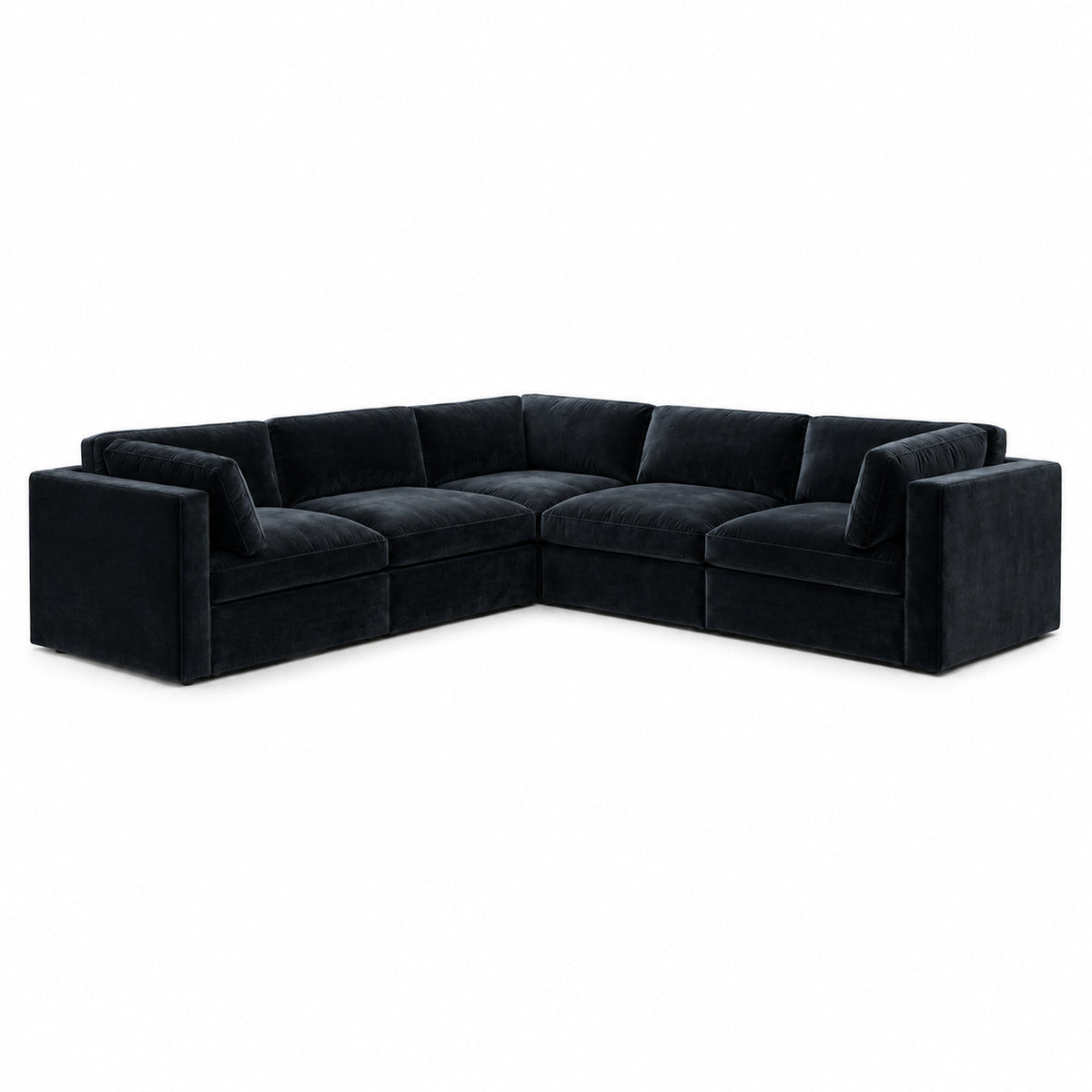 Bellano Corner Sofa — Plush Velvet Midnight Noir — Box — Supportive memory foam