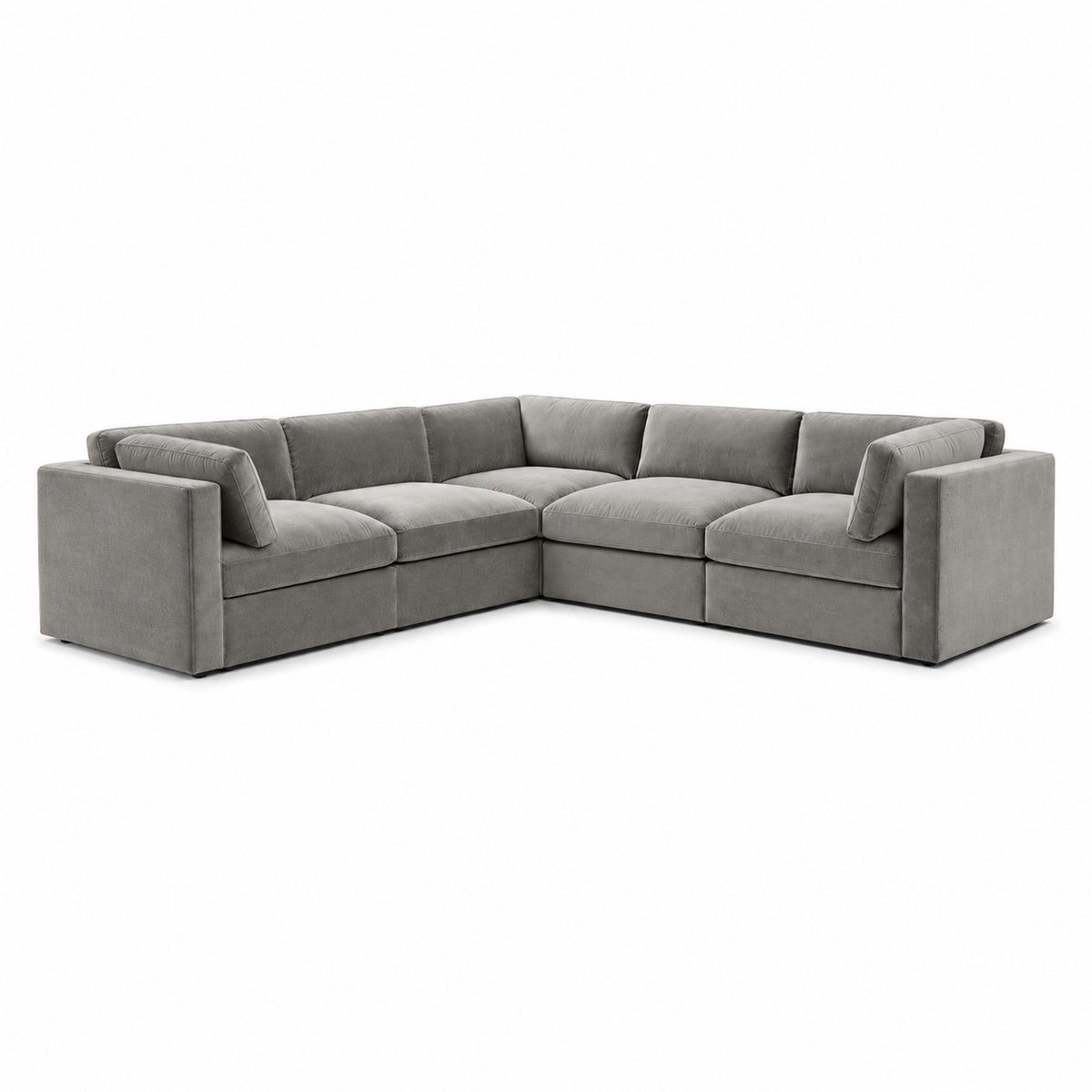 Bellano Corner Sofa — Plush Velvet Silver — Box — Supportive memory foam