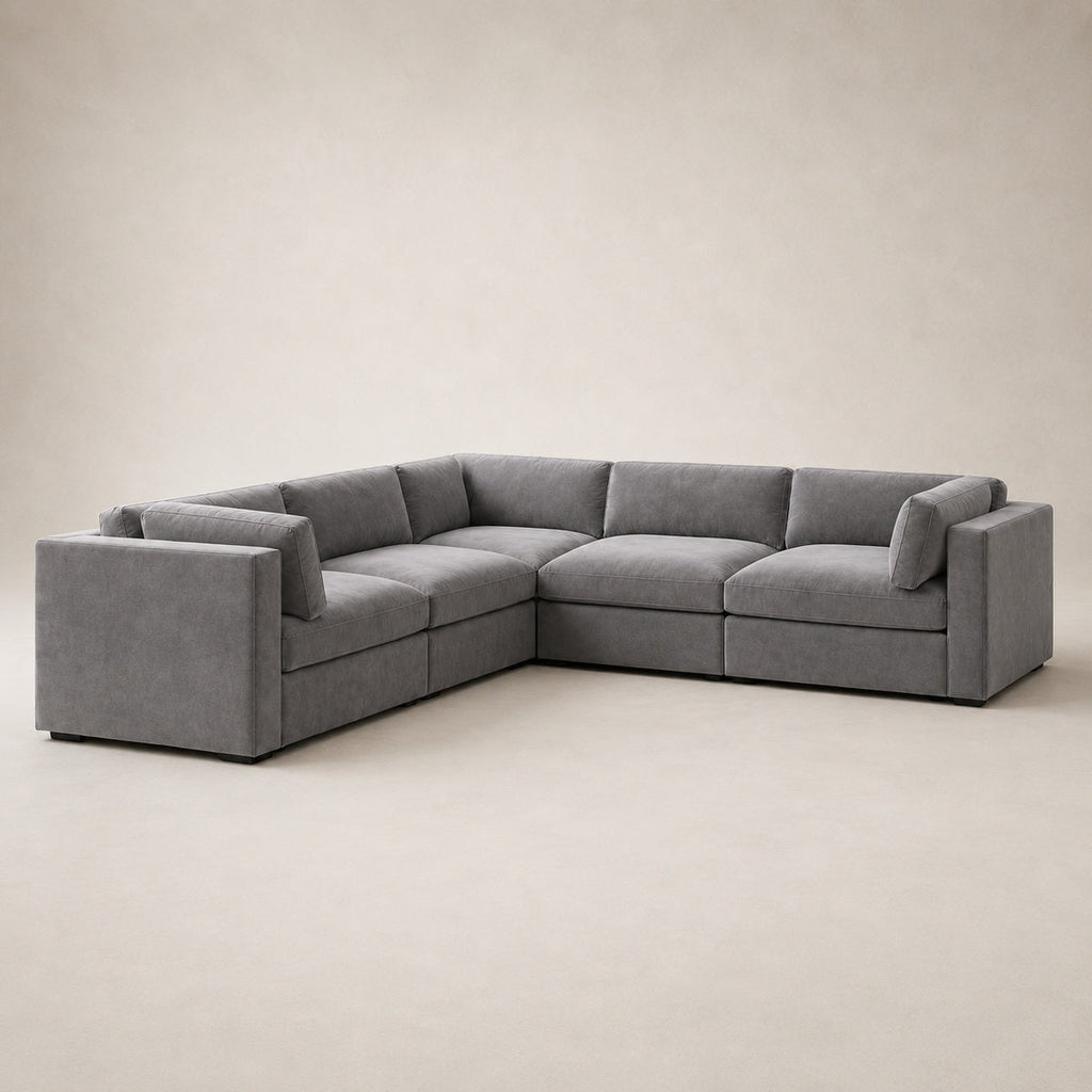 Bellano Corner Sofa in Luxe Steel Grey Luxe Chenille