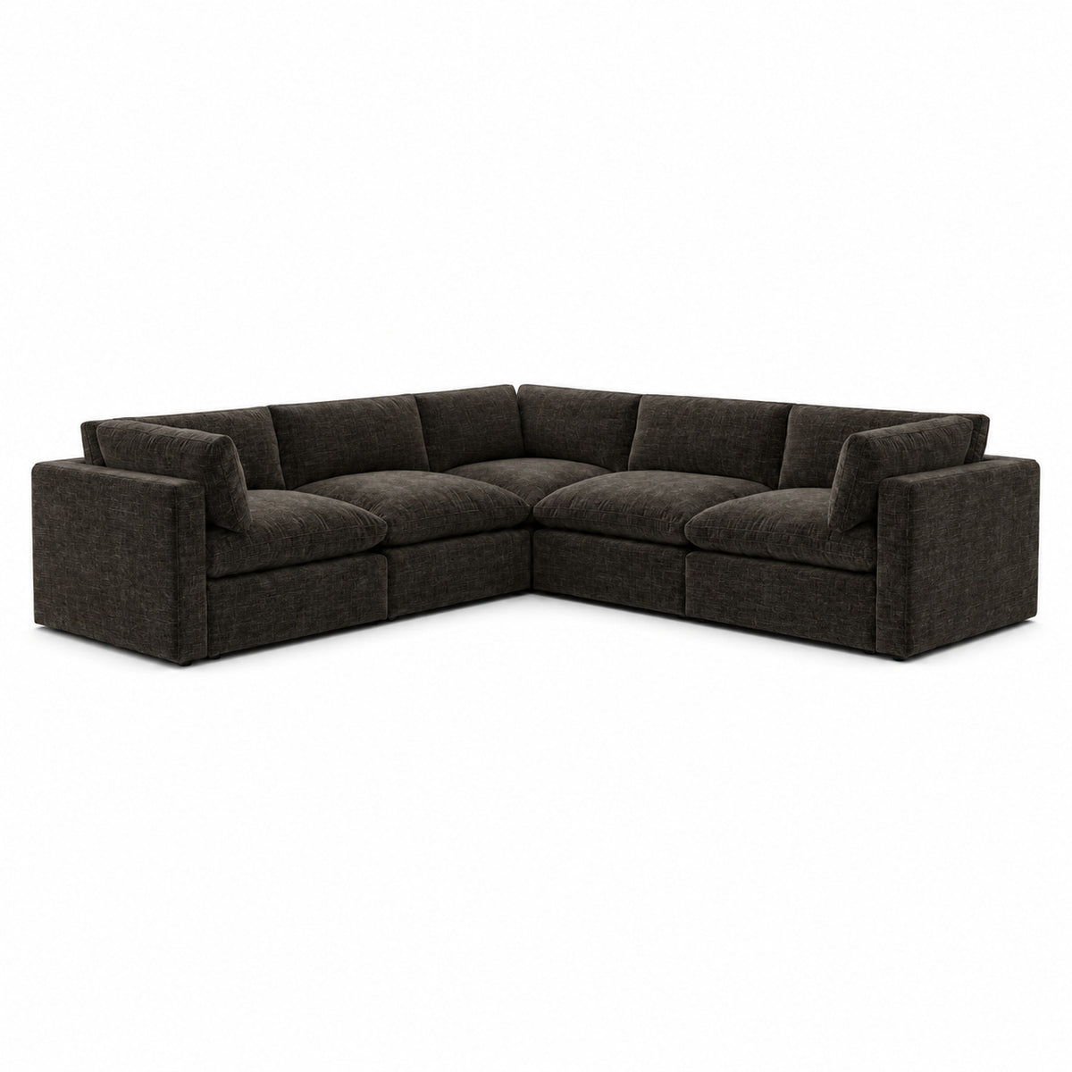 Bellano Corner Sofa — Luxe Chenille Double Espresso — Pillow — Extra-soft fibre & feather