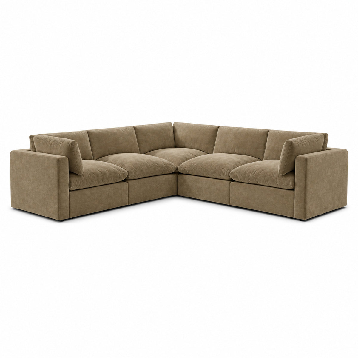 Bellano Corner Sofa — Plush Velvet Champagne Mink — Pillow — Extra-soft fibre & feather