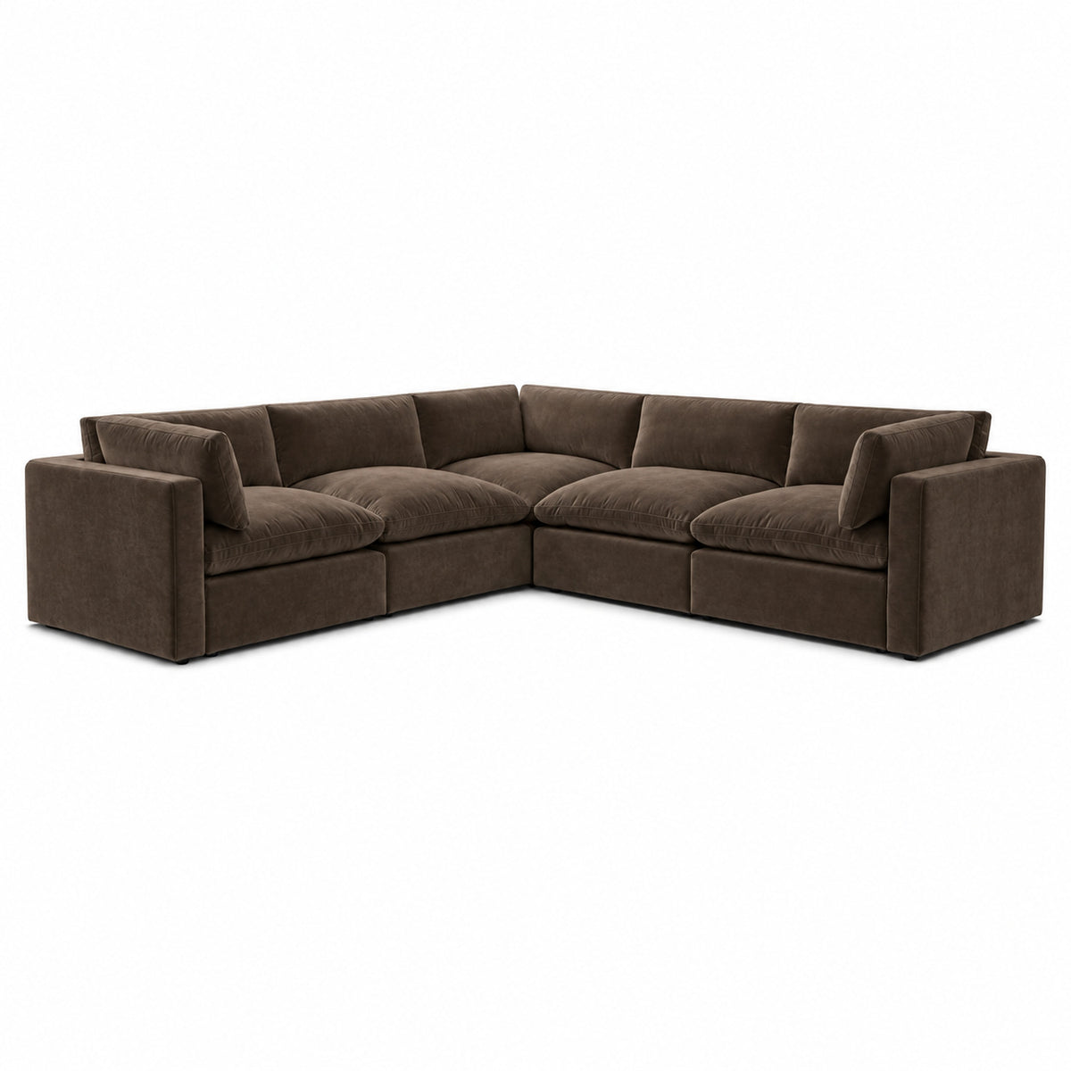 Bellano Corner Sofa — Plush Velvet Espresso — Pillow — Extra-soft fibre & feather