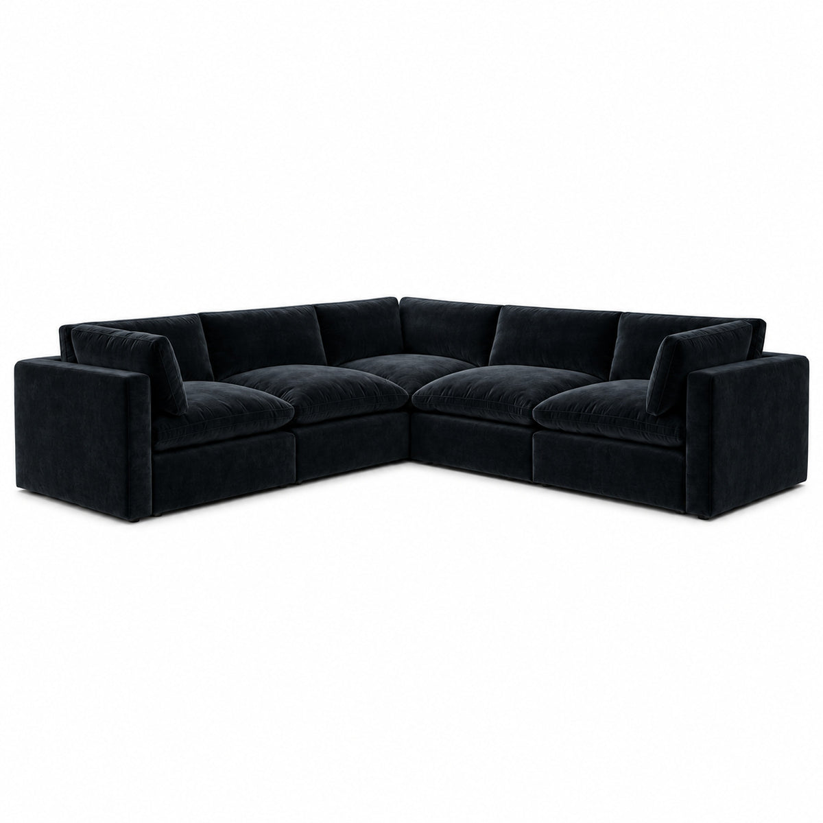 Bellano Corner Sofa — Plush Velvet Midnight Noir — Pillow — Extra-soft fibre & feather