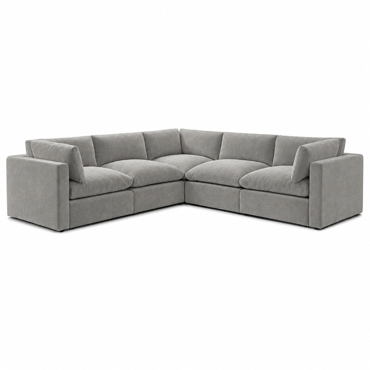 Bellano Corner Sofa — Plush Velvet Silver — Pillow — Extra-soft fibre & feather