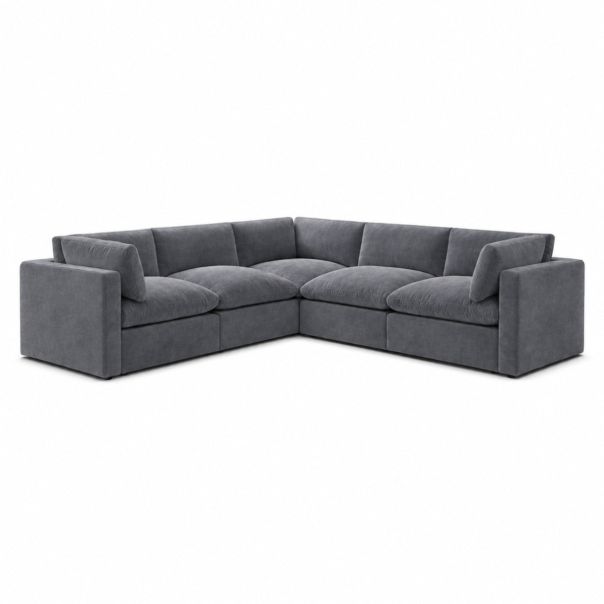 Bellano Corner Sofa — Plush Velvet Smoked Steel — Pillow — Extra-soft fibre & feather