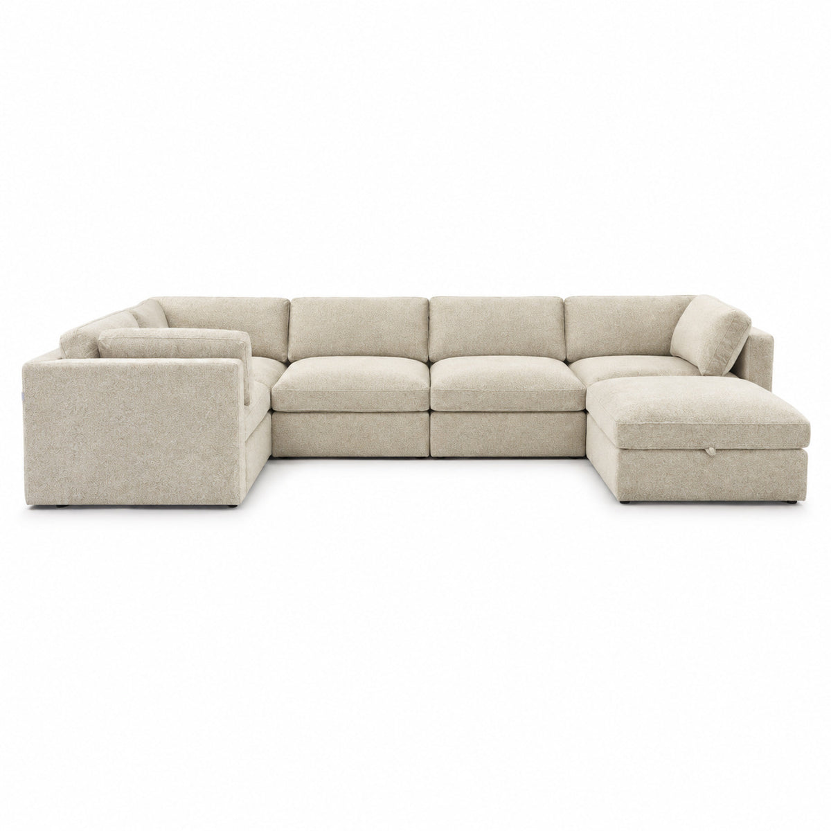 Bellano Grand Corner Sofa + Storage Ottoman — boucle Meringue — Box — Supportive memory foam