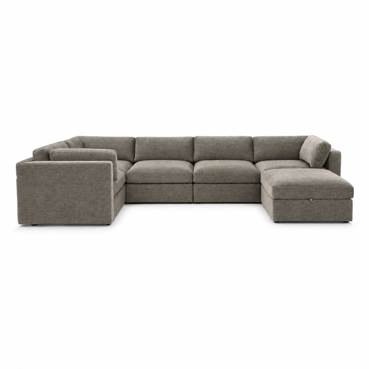 Bellano Grand Corner Sofa + Storage Ottoman — luxe chenille Crimsy Truffle — Box — Supportive memory foam