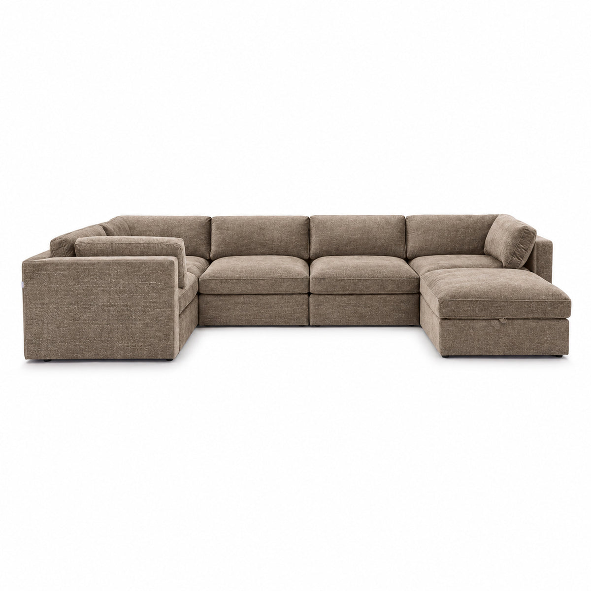 Bellano Grand Corner Sofa + Storage Ottoman — luxe chenille Mocha — Box — Supportive memory foam
