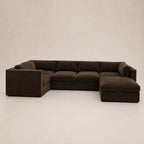 Bellano Grand Corner Sofa + Storage Ottoman in Double Espresso Luxe Chenille