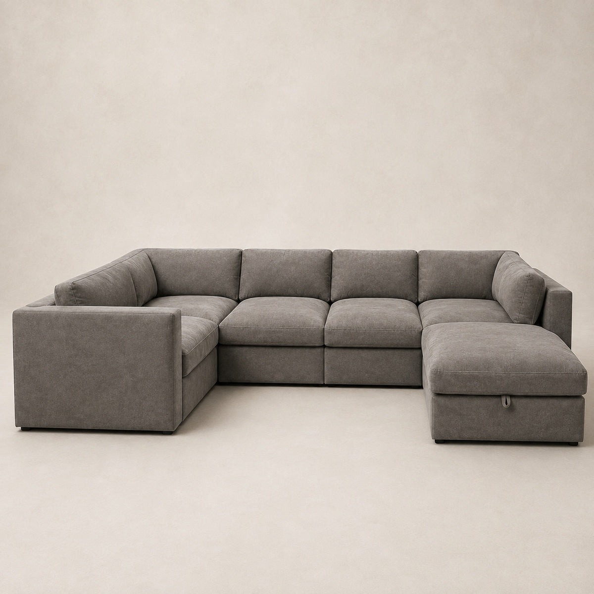 Bellano Grand Corner Sofa + Storage Ottoman in Luxe Steel Grey Luxe Chenille