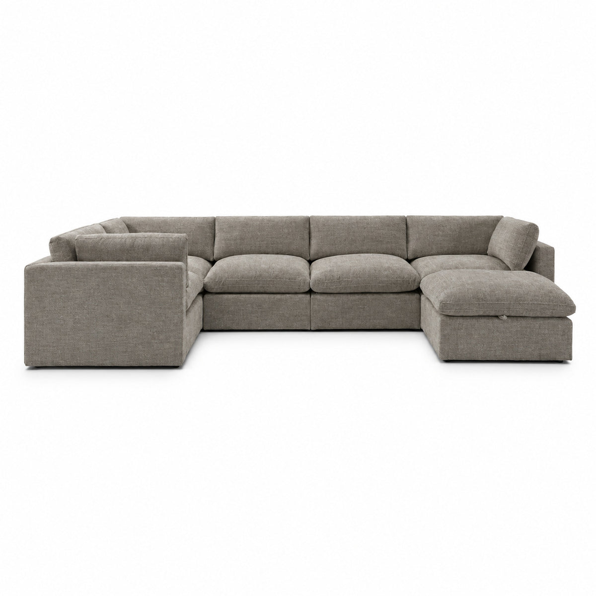 Bellano Grand Corner Sofa + Storage Ottoman — luxe chenille Crimsy Truffle — Pillow — Extra-soft fibre & feather