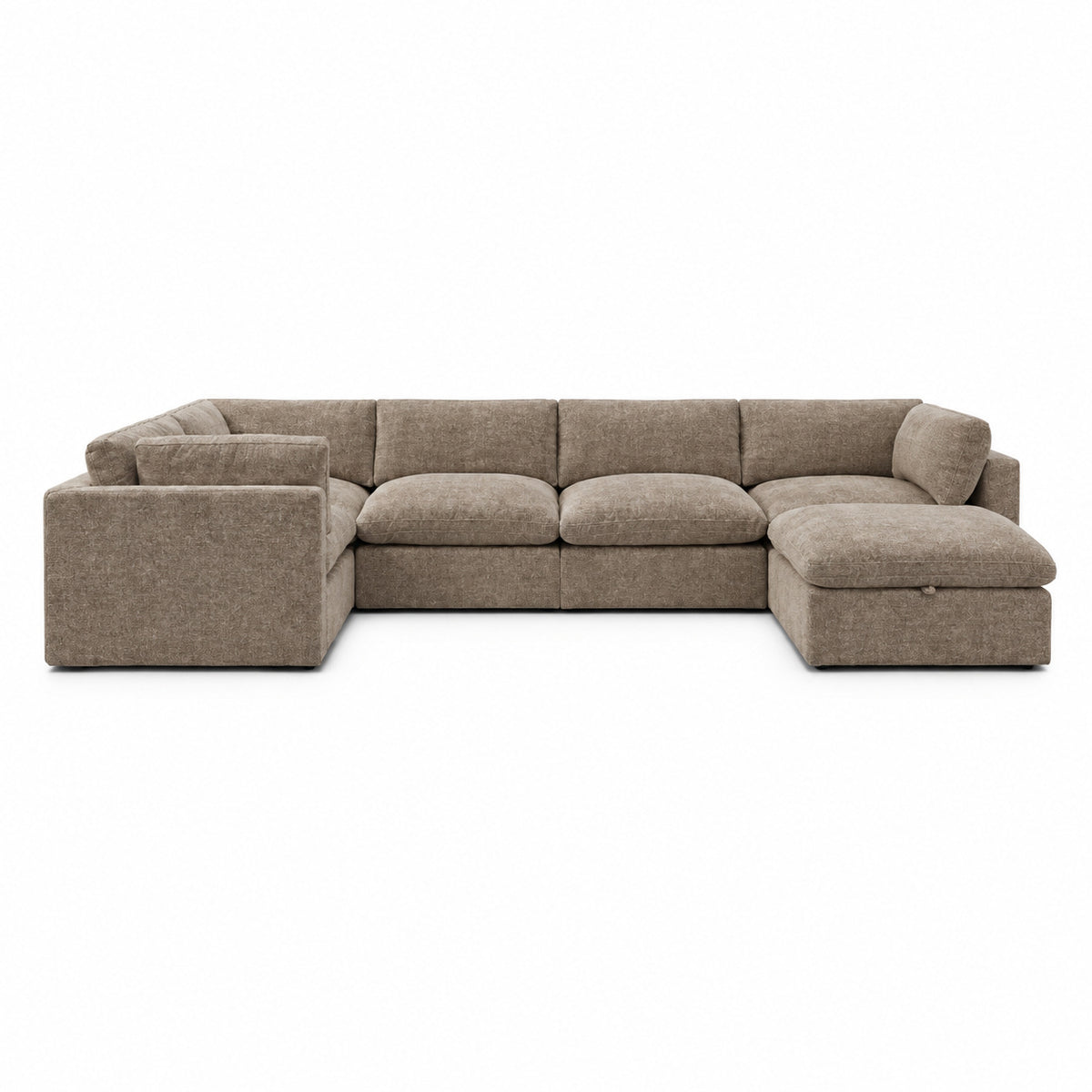 Bellano Grand Corner Sofa + Storage Ottoman — luxe chenille Mocha — Pillow — Extra-soft fibre & feather