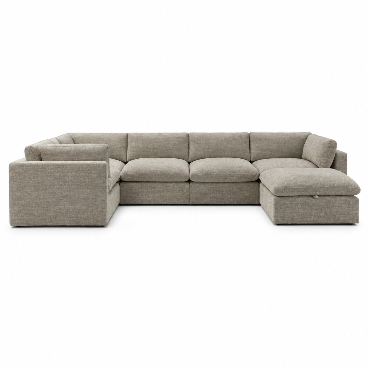 Bellano Grand Corner Sofa + Storage Ottoman — luxe chenille Summer Beach — Pillow — Extra-soft fibre & feather