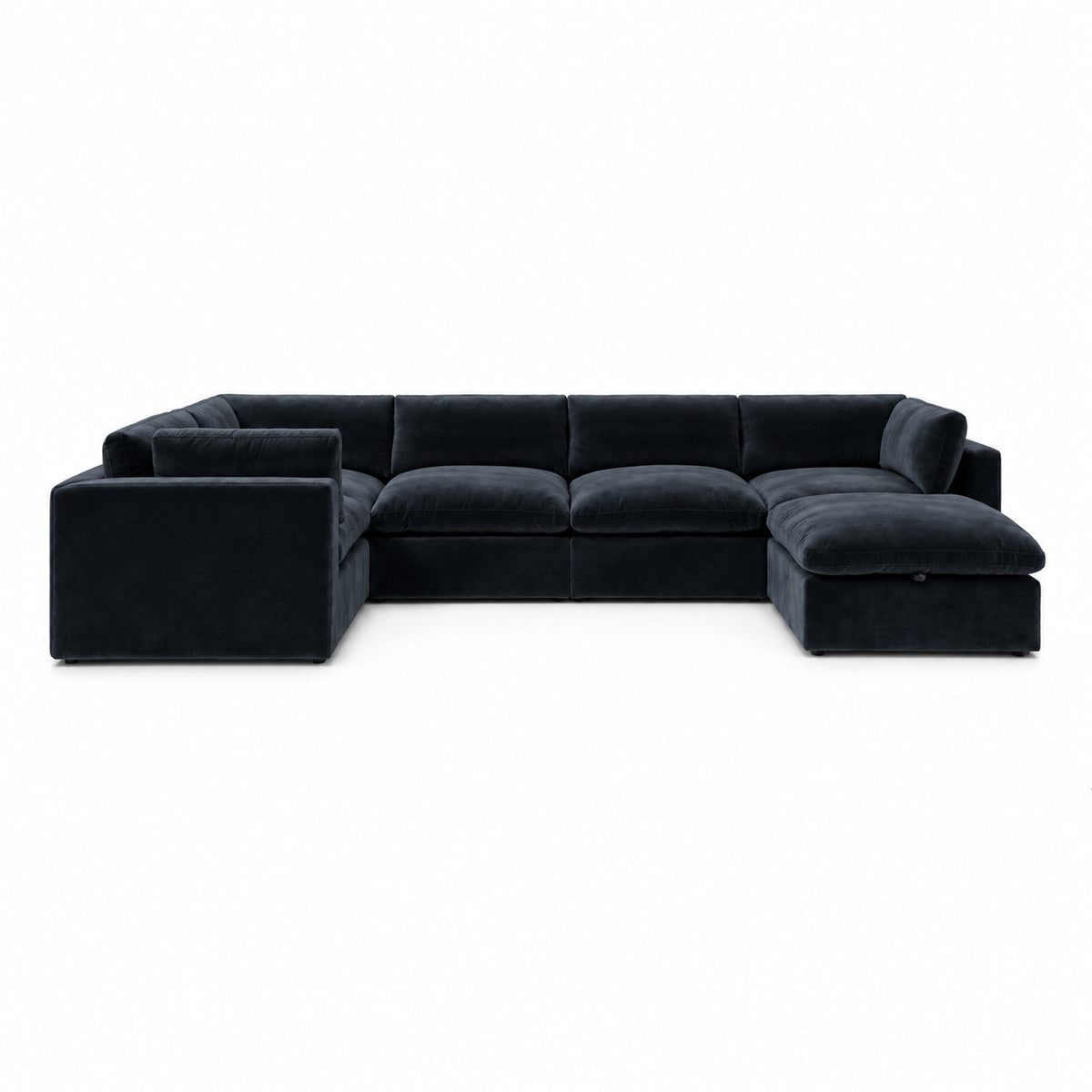 Bellano Grand Corner Sofa + Storage Ottoman — plush velvet Midnight Noir — Pillow — Extra-soft fibre & feather