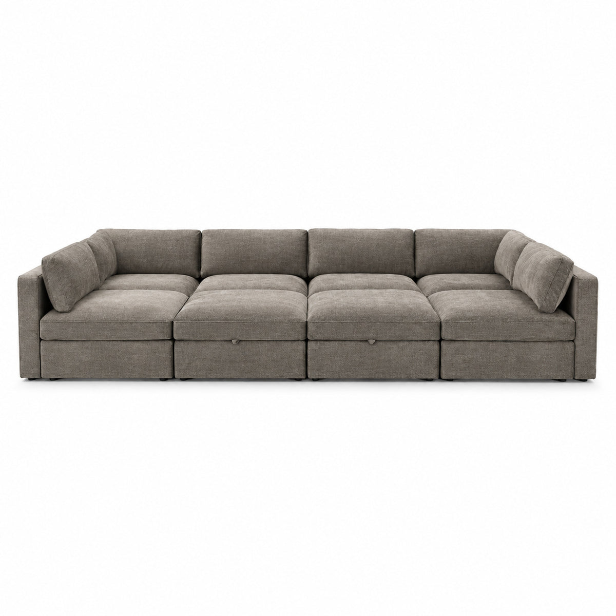 Bellano Grand Pit Sofa + Storage Ottoman — Luxe Chenille Crimsy Truffle — Box — Supportive memory foam