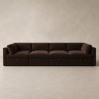 Bellano Grand Pit Sofa + Storage Ottoman in Double Espresso Luxe Chenille
