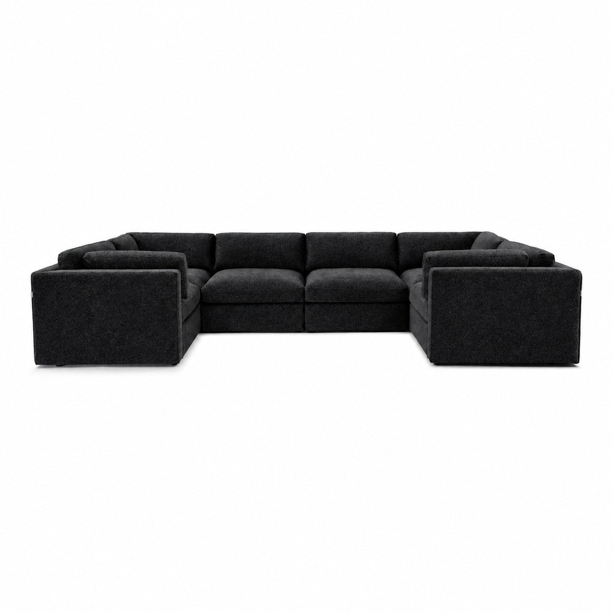 Bellano Grand U-Shape Sofa — Bouclé Midnight — Box — Supportive memory foam