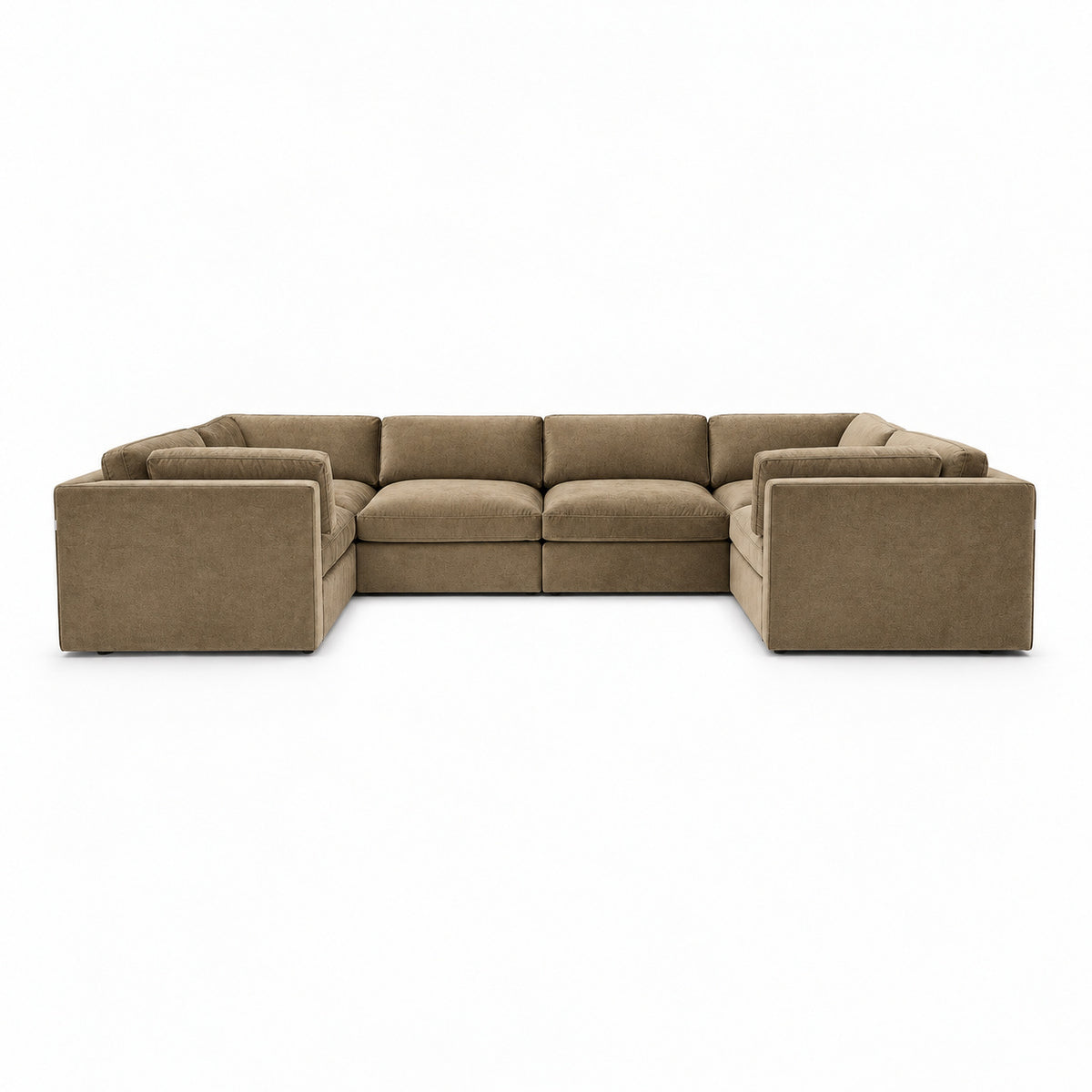 Bellano Grand U-Shape Sofa — Plush Velvet Champagne Mink — Box — Supportive memory foam