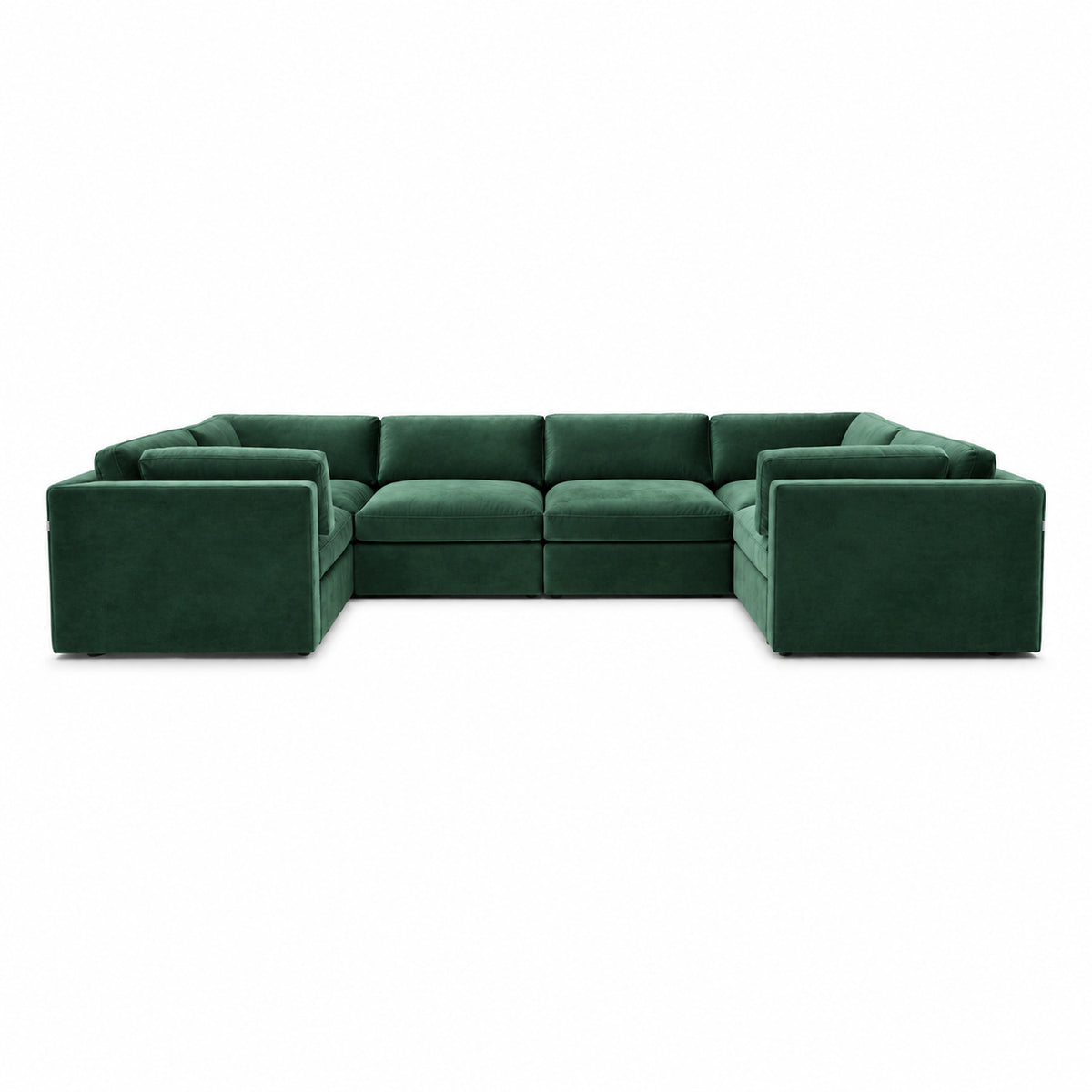 Bellano Grand U-Shape Sofa — Plush Velvet Emerald — Box — Supportive memory foam