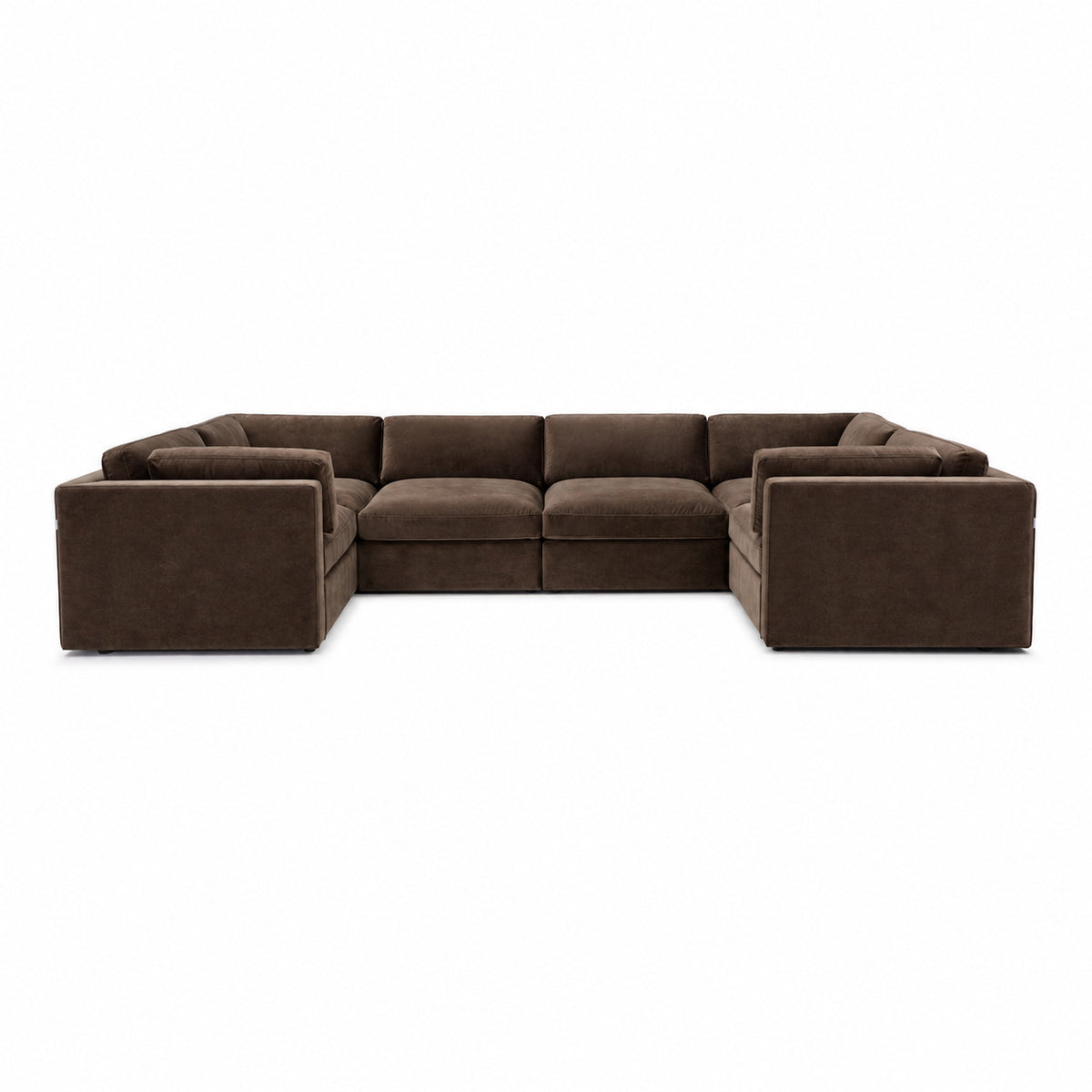 Bellano Grand U-Shape Sofa — Plush Velvet Espresso — Box — Supportive memory foam