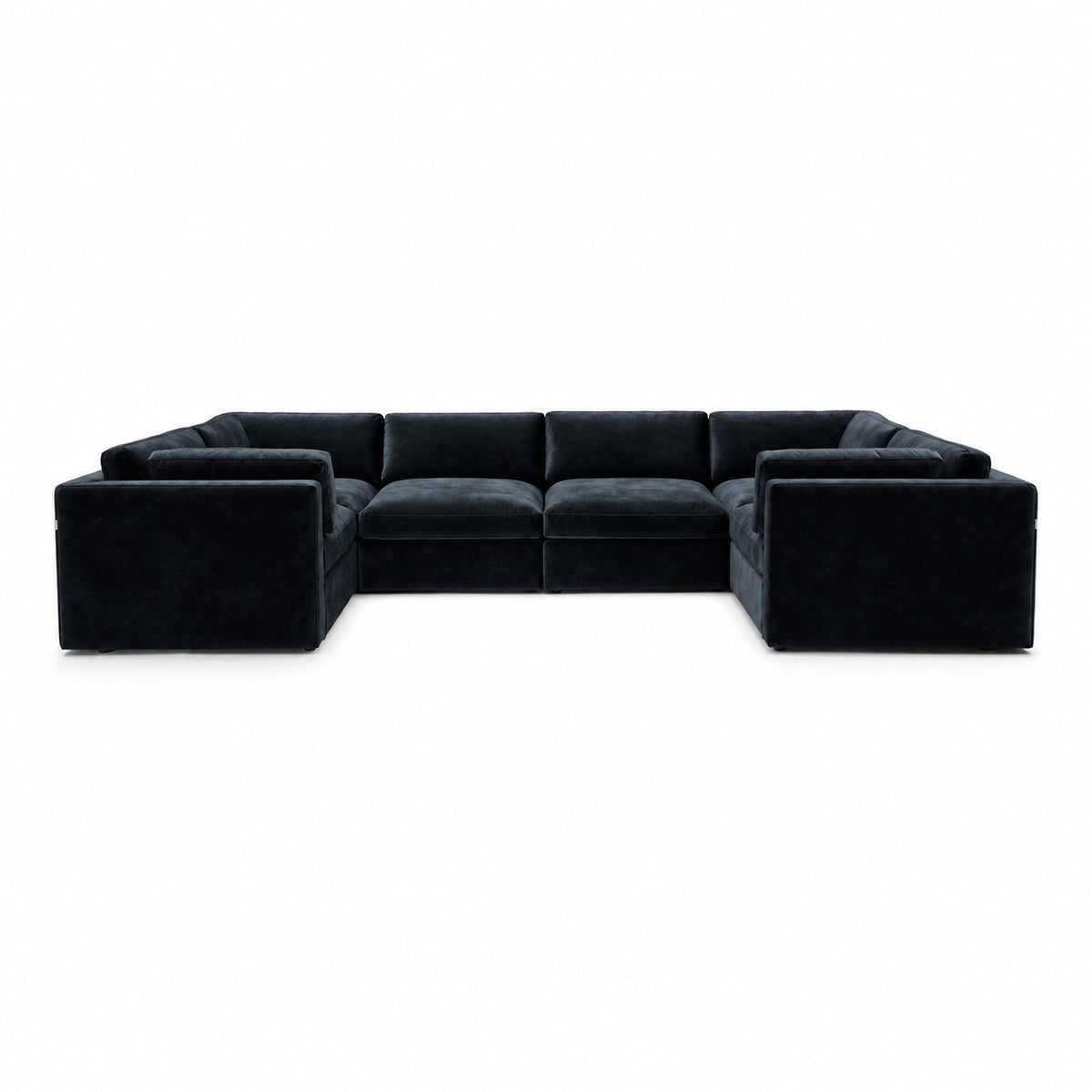 Bellano Grand U-Shape Sofa — Plush Velvet Midnight Noir — Box — Supportive memory foam