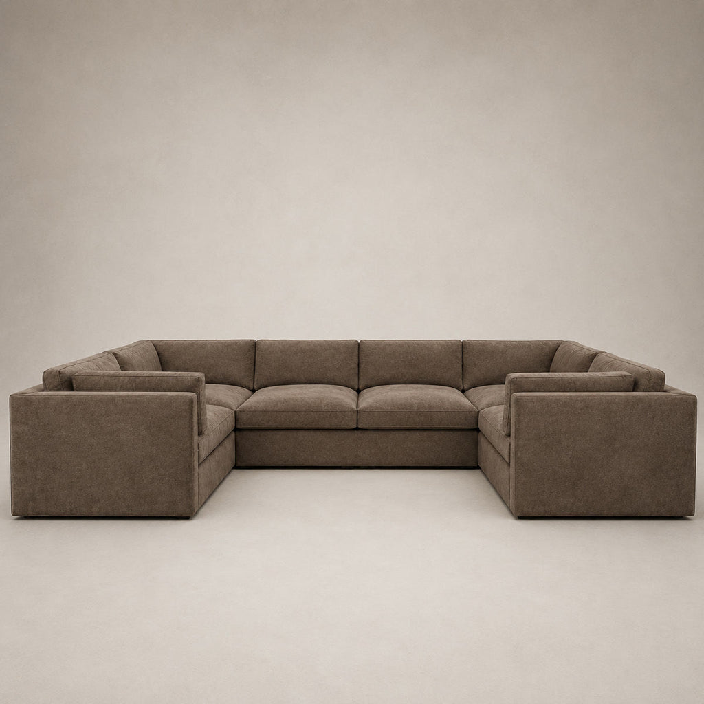 Bellano Grand U-Shape Sofa in Coffee Luxe Chenille