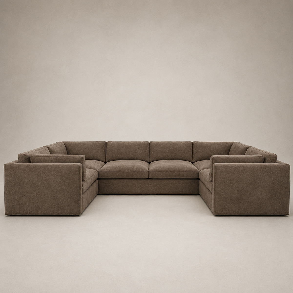 Bellano Grand U-Shape Sofa in Coffee Luxe Chenille