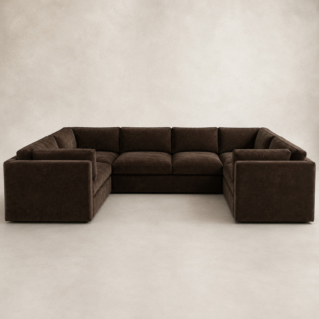 Bellano Grand U-Shape Sofa in Double Espresso Luxe Chenille