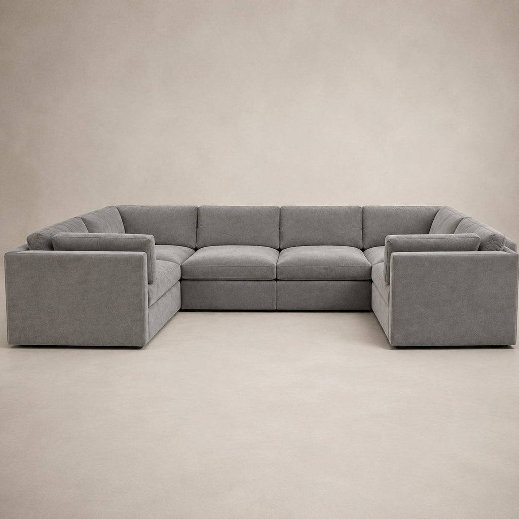 Bellano Grand U-Shape Sofa in Luxe Steel Grey Luxe Chenille