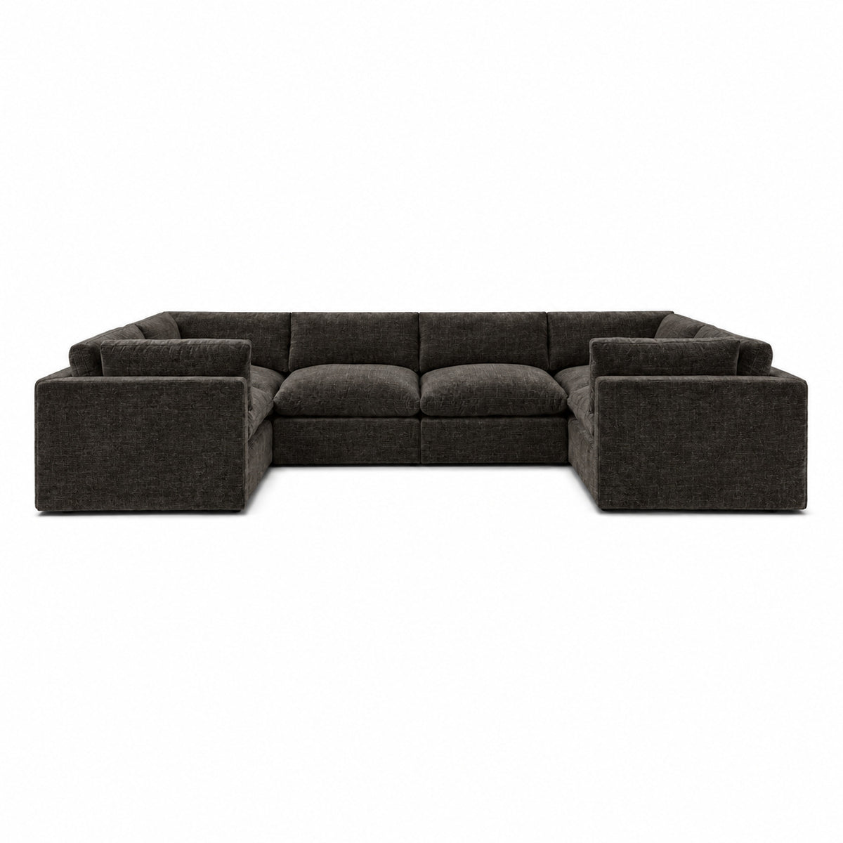 Bellano Grand U-Shape Sofa — Luxe Chenille Double Espresso — Pillow — Extra-soft fibre & feather