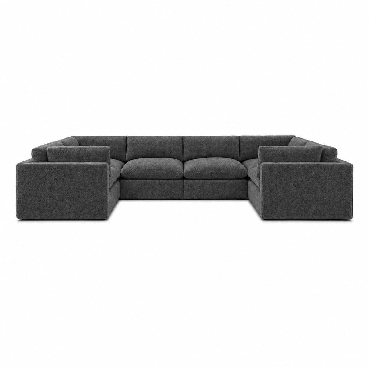 Bellano Grand U-Shape Sofa — Luxe Chenille Luxe Steel — Pillow — Extra-soft fibre & feather