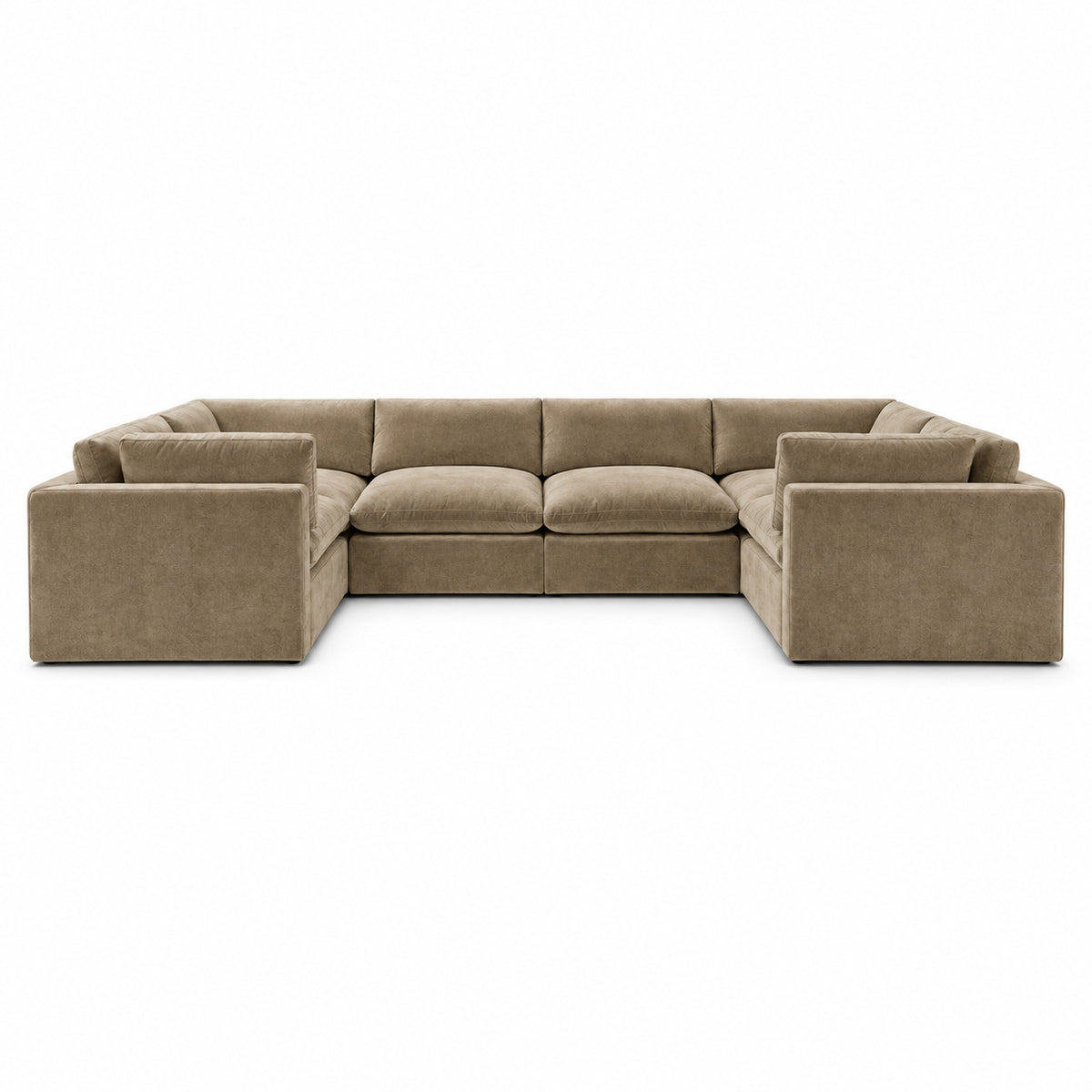 Bellano Grand U-Shape Sofa — Plush Velvet Champagne Mink — Pillow — Extra-soft fibre & feather