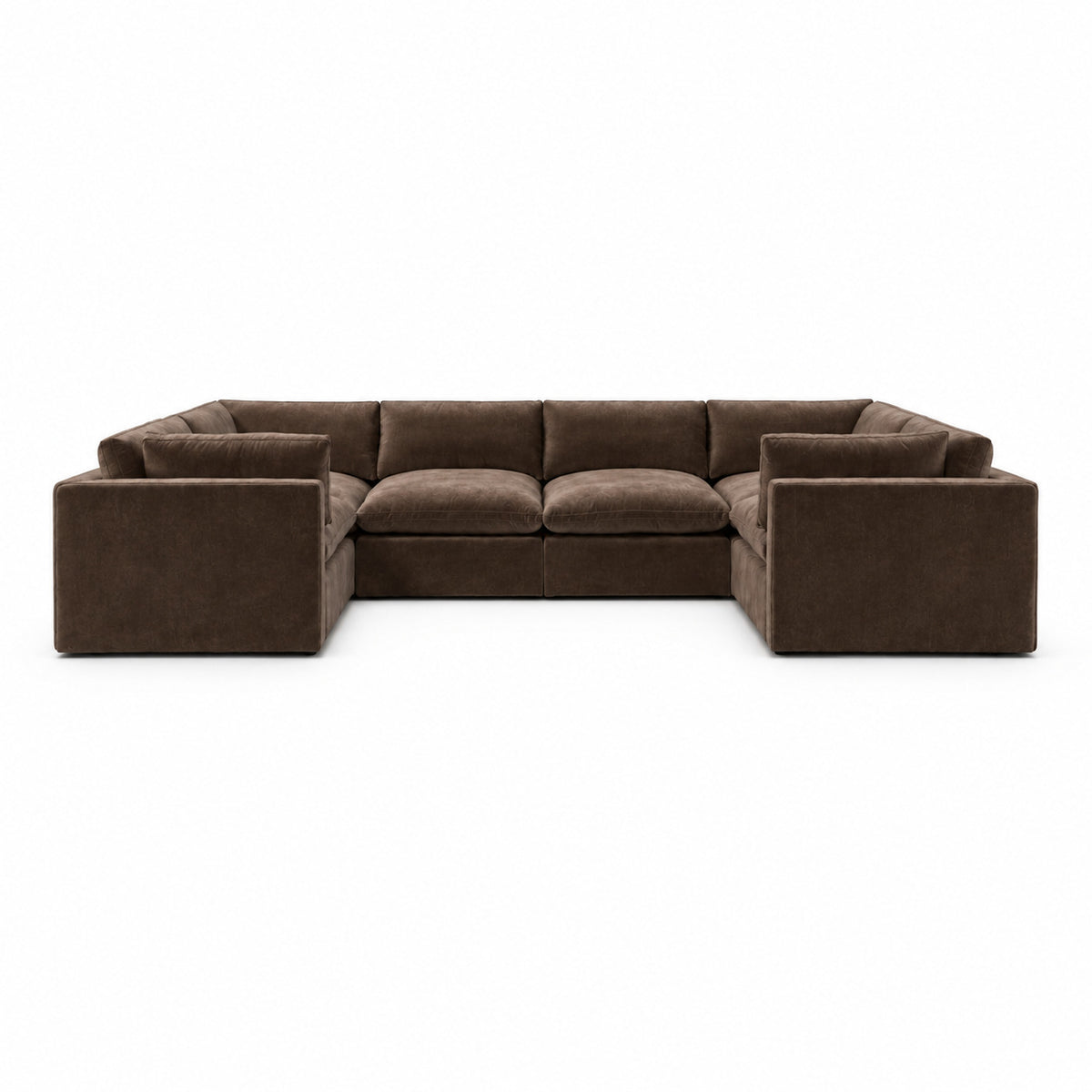 Bellano Grand U-Shape Sofa — Plush Velvet Espresso — Pillow — Extra-soft fibre & feather
