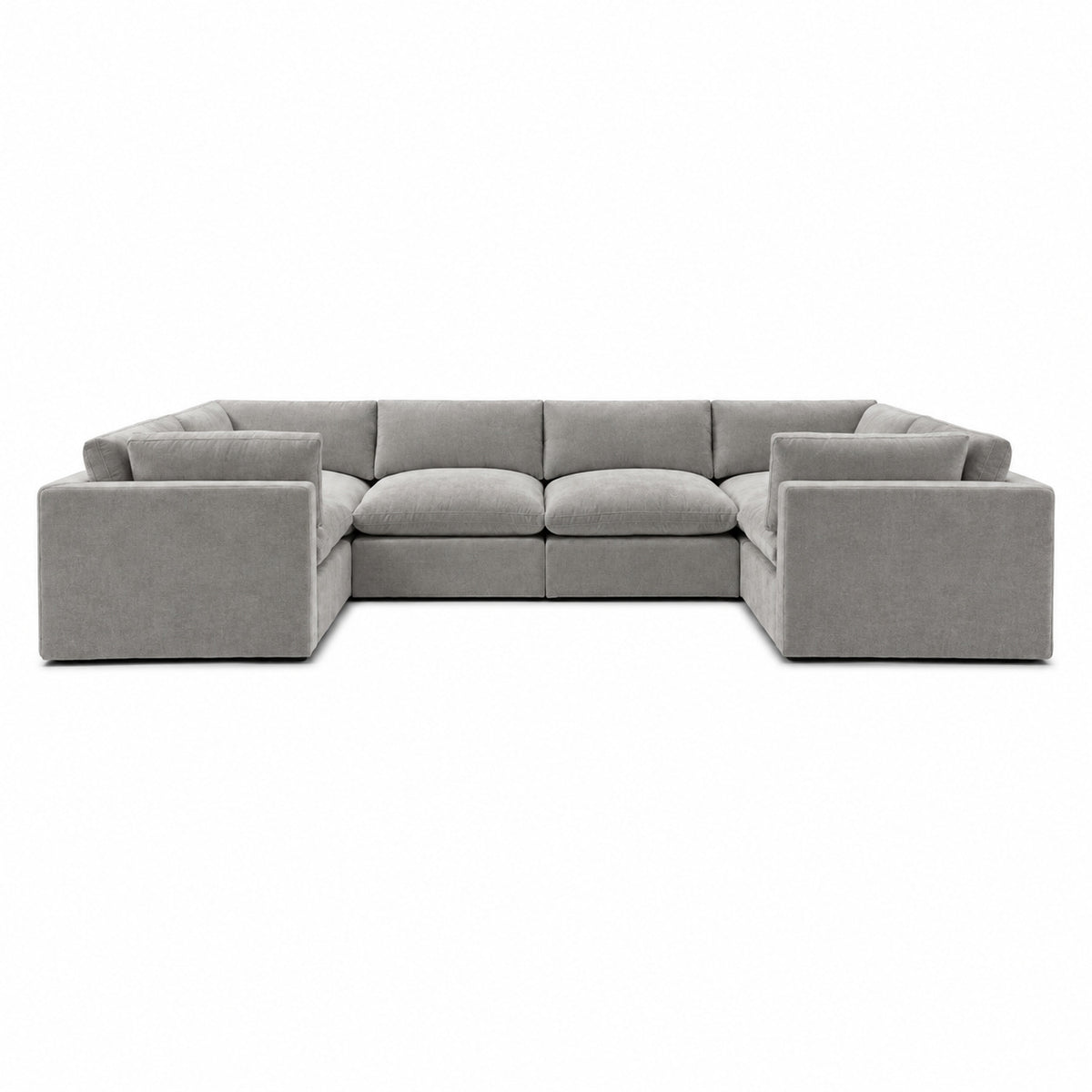 Bellano Grand U-Shape Sofa — Plush Velvet Silver — Pillow — Extra-soft fibre & feather