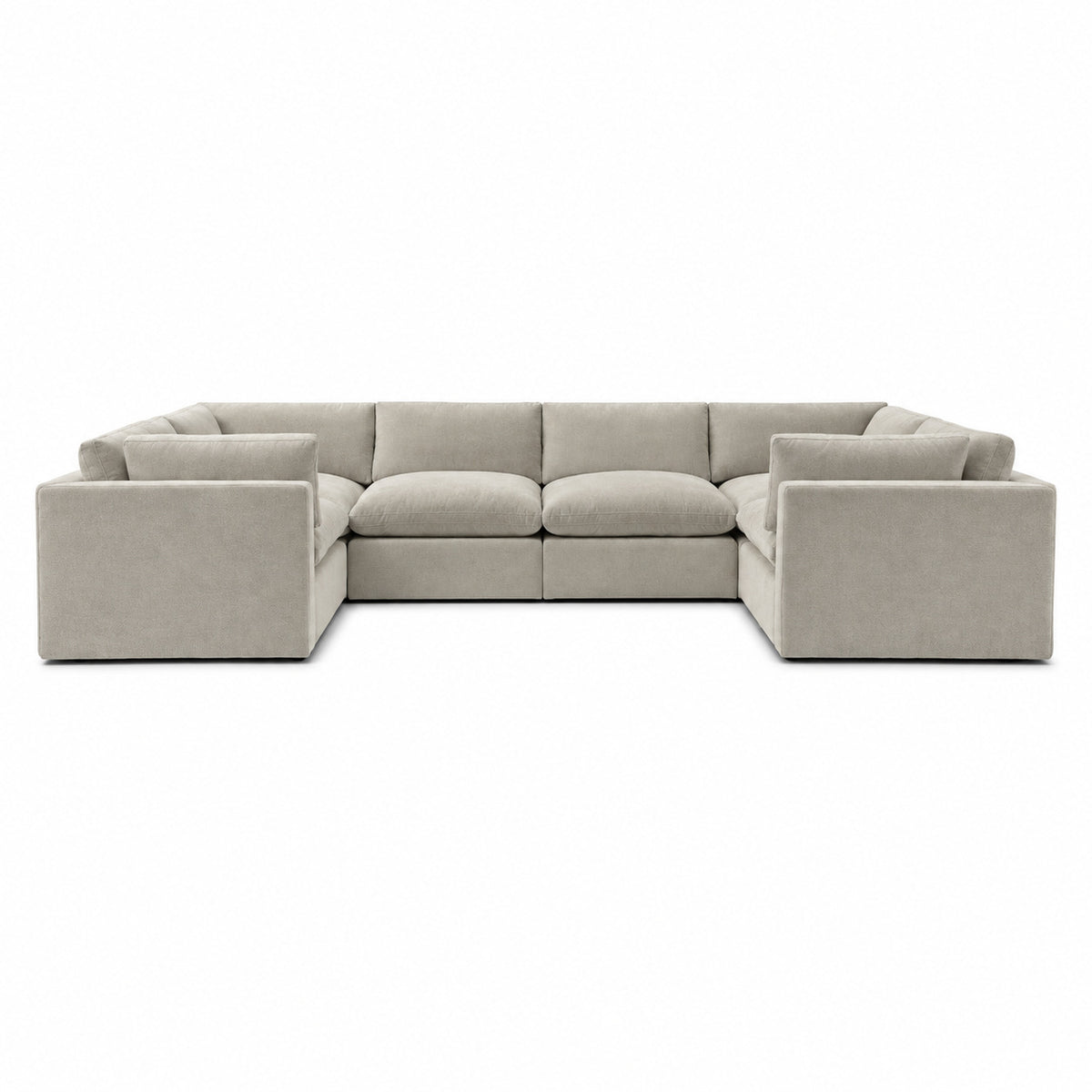 Bellano Grand U-Shape Sofa — Plush Velvet Vanilla Cream — Pillow — Extra-soft fibre & feather
