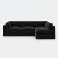 Bellano L-Shape Sofa — Luxe Chenille / Black Top / Pillow — Extra-soft fibre & feather — plain background